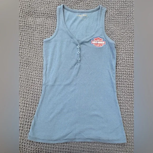 3-Piece Lot - RARE Harley-Davidson Blue Tank Top, Indian, Harley White Tank - Picture 3 of 13